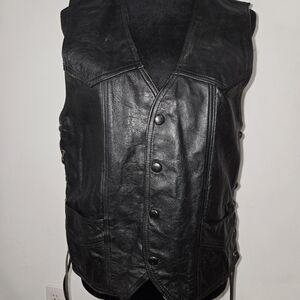 Vintage Black Leather Vest